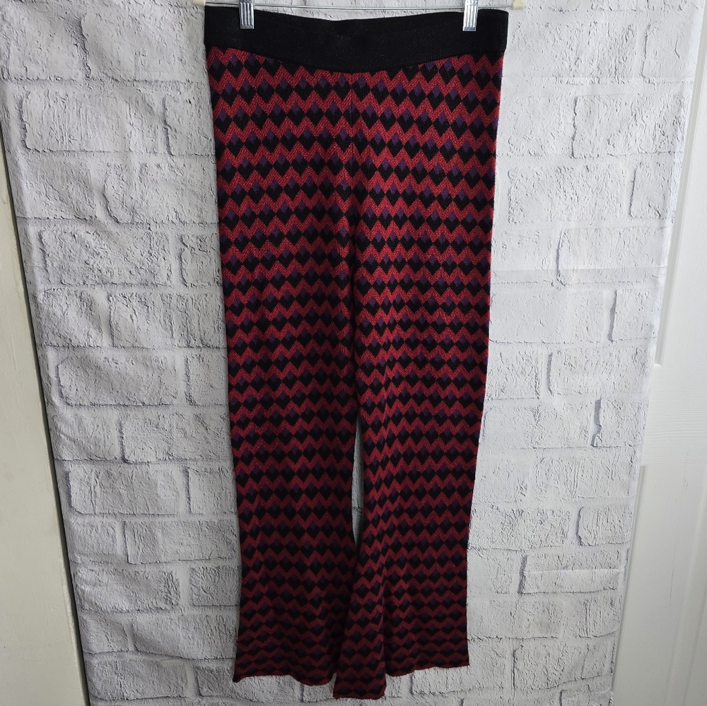 Zara Knit Red And Purple Flare Pants NWT Size Large